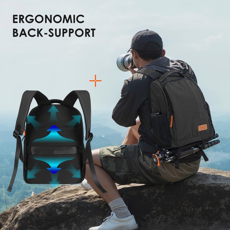 TARION Camera Backpack for Photographers - Compact 15L Camera Bag with 15.6 Inch Laptop Compartment - Side Access Quick Draw - Anti-theft Hidden Pocket Tripod Holder Rain Cover - TB04 Black - Image 3